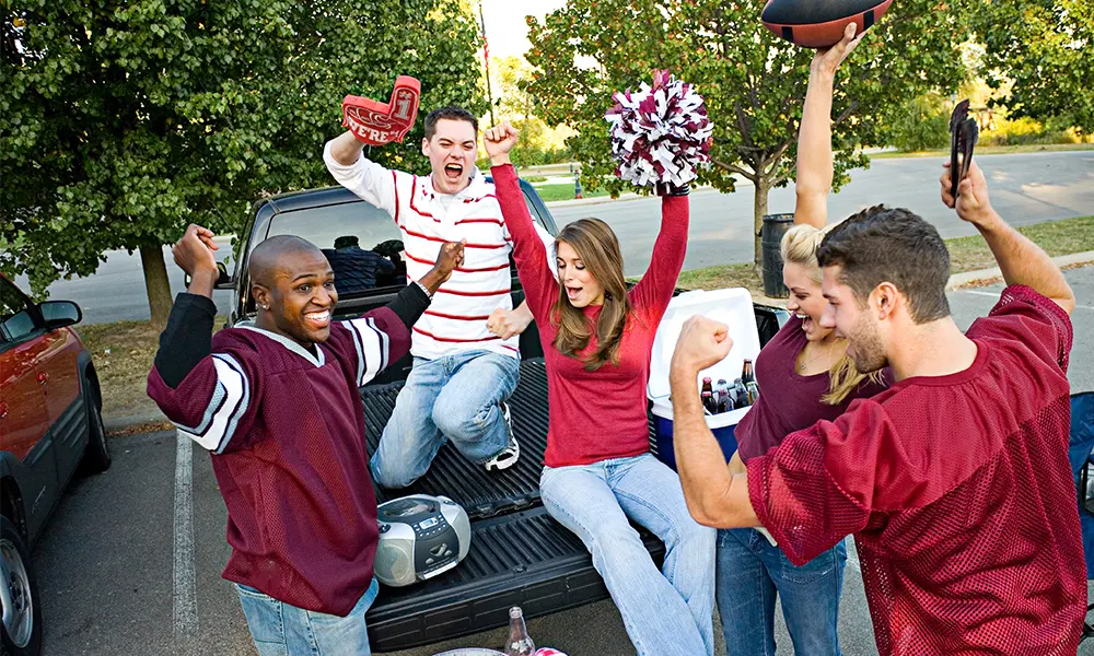 College kids at a tailgate fundraiser.