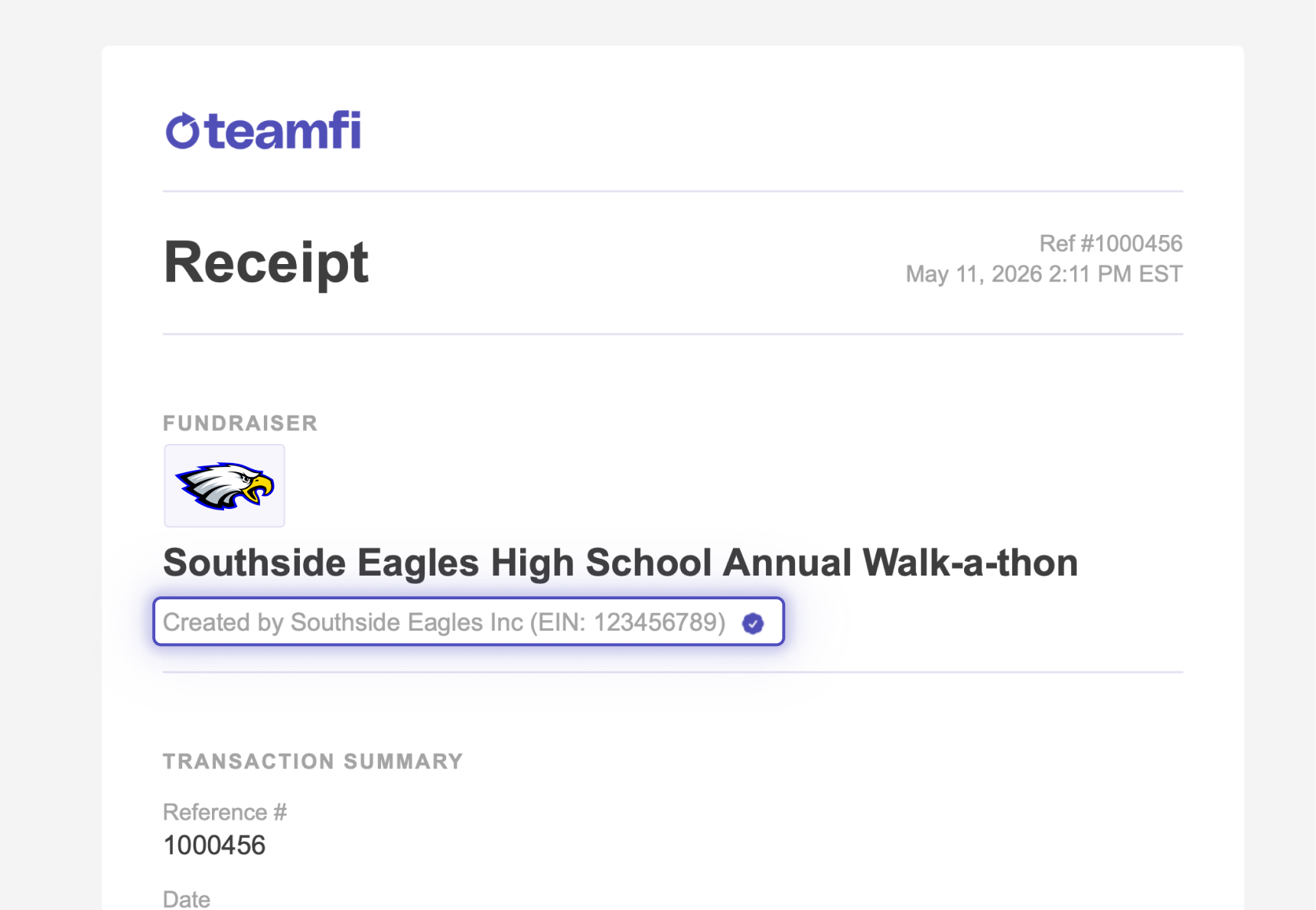 Enhanced receipts for Verified Nonprofits.