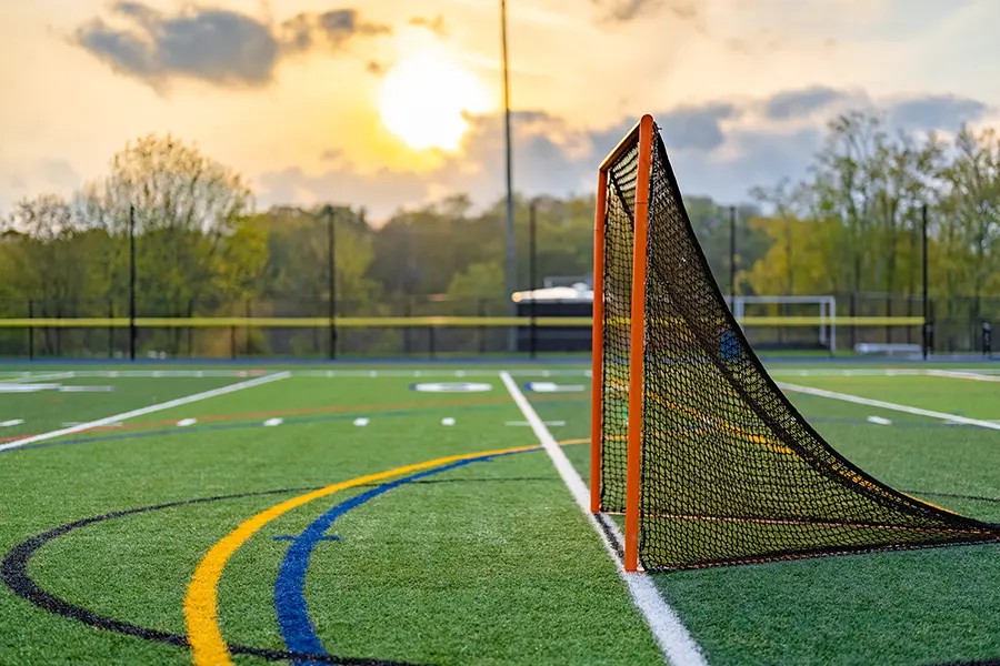 Lacrosse goal before a lacrosse fundraiser scrimmage.