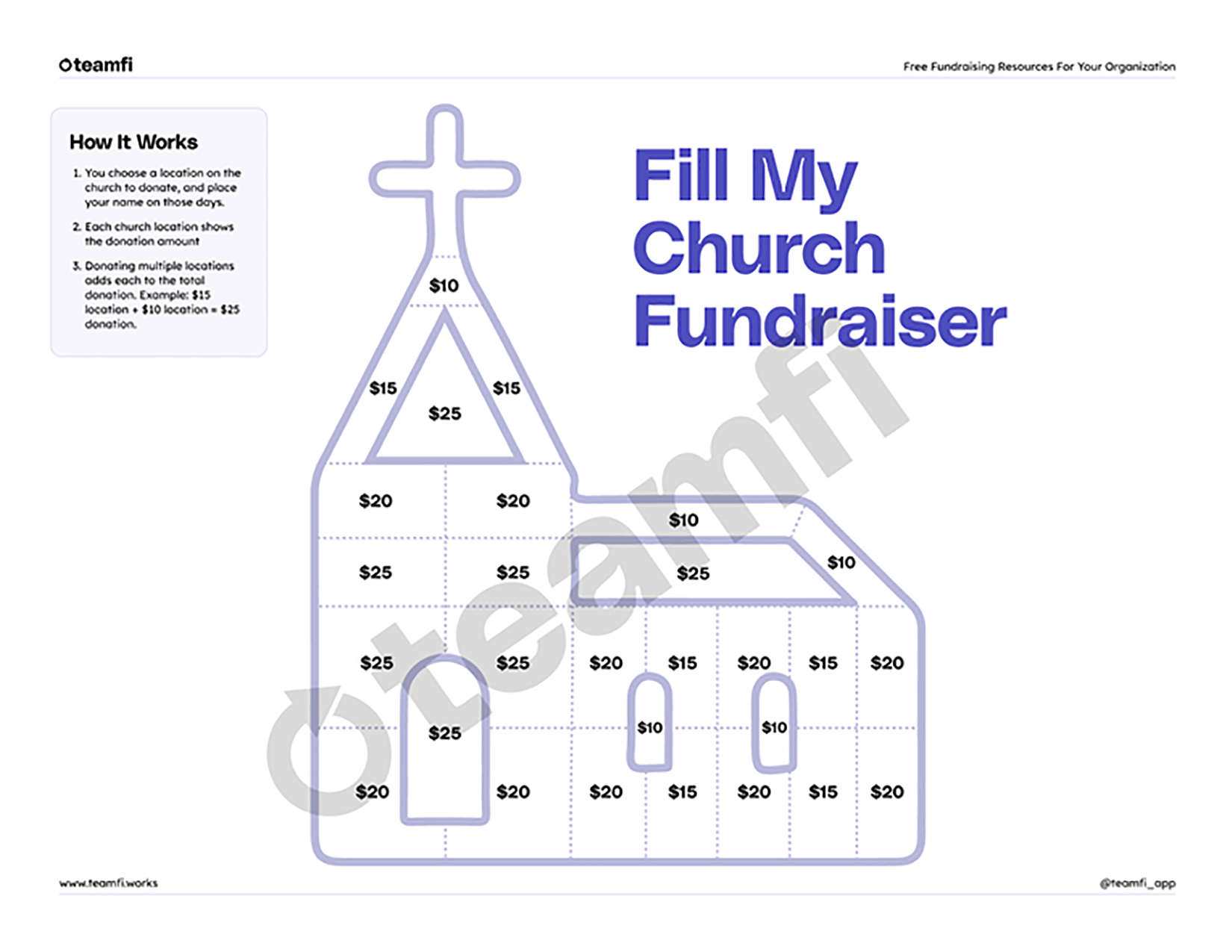 Free "Fill My Church" fundraising template for churches.
