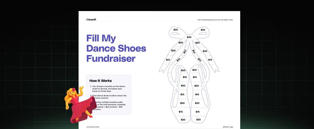 Free Fill My Dance Shoes Fundraiser Template For Dance Teams – Teamfi Blog: sports fundraising content, guides, freebies, and case studies.