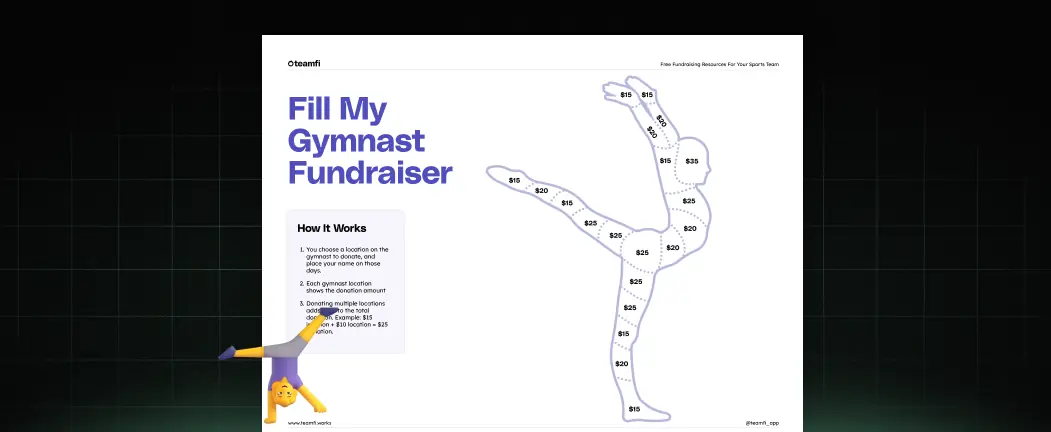 Free Fill My Gymnast for Gymnastics Teams – Teamfi Blog: sports fundraising content, guides, freebies, and case studies.