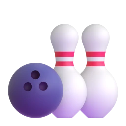 Bowling ball and pins icon.