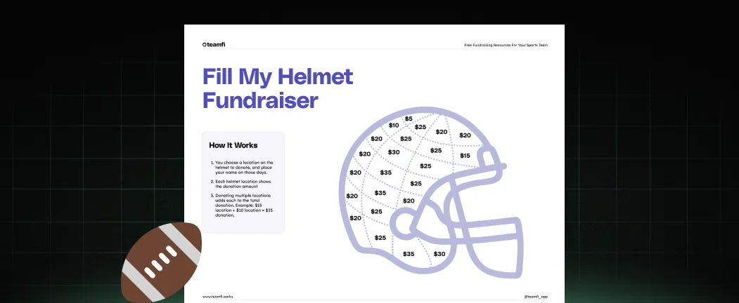 Free Fill My Helmet Fundraising Template – Teamfi Blog: sports fundraising content, guides, freebies, and case studies.