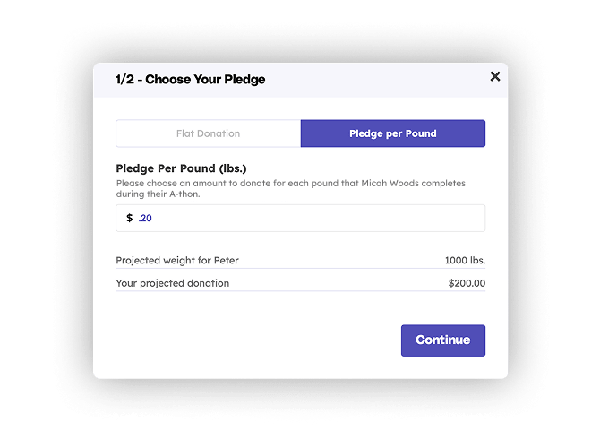 Teamfi pledge collection and tracking feature for A-thon fundraisers.