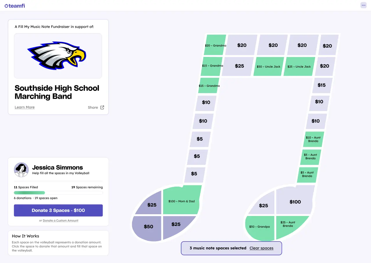 Start collecting donations for your band, choir, or music program on your Fill My Music Note fundraiser donation page.