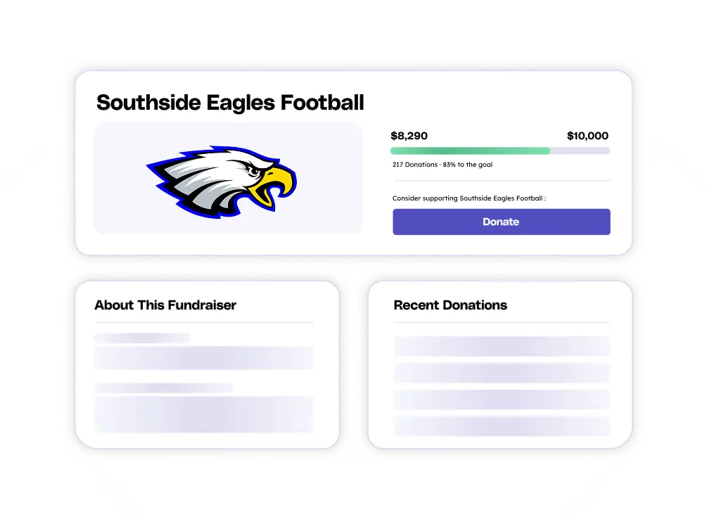 Fully customizable fundraising pages on the Teamfi fundraising platform.