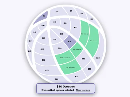 Fill My Basketball Fundraiser user interface for mens and womens basketball teams, AAU teams, and club teams.