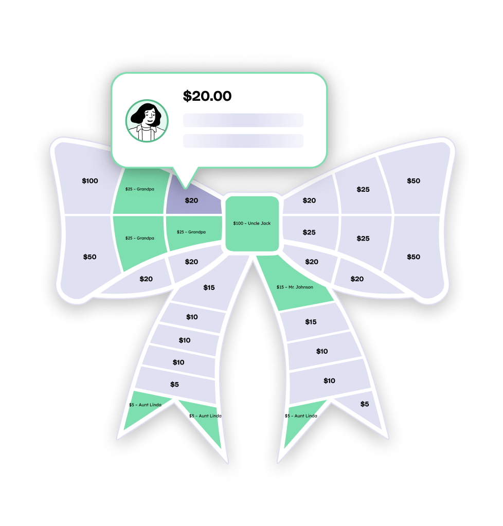 Fill My Bow fundraiser user interface for cheer teams.