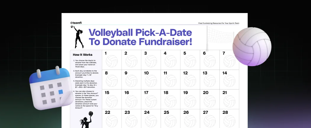 Free to Download Volleyball Calendar Fundraiser Template – Teamfi Blog: sports fundraising content, guides, freebies, and case studies.