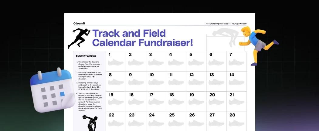Track and Field Calendar Fundraiser Template – Free Download – Teamfi Blog: sports fundraising content, guides, freebies, and case studies.