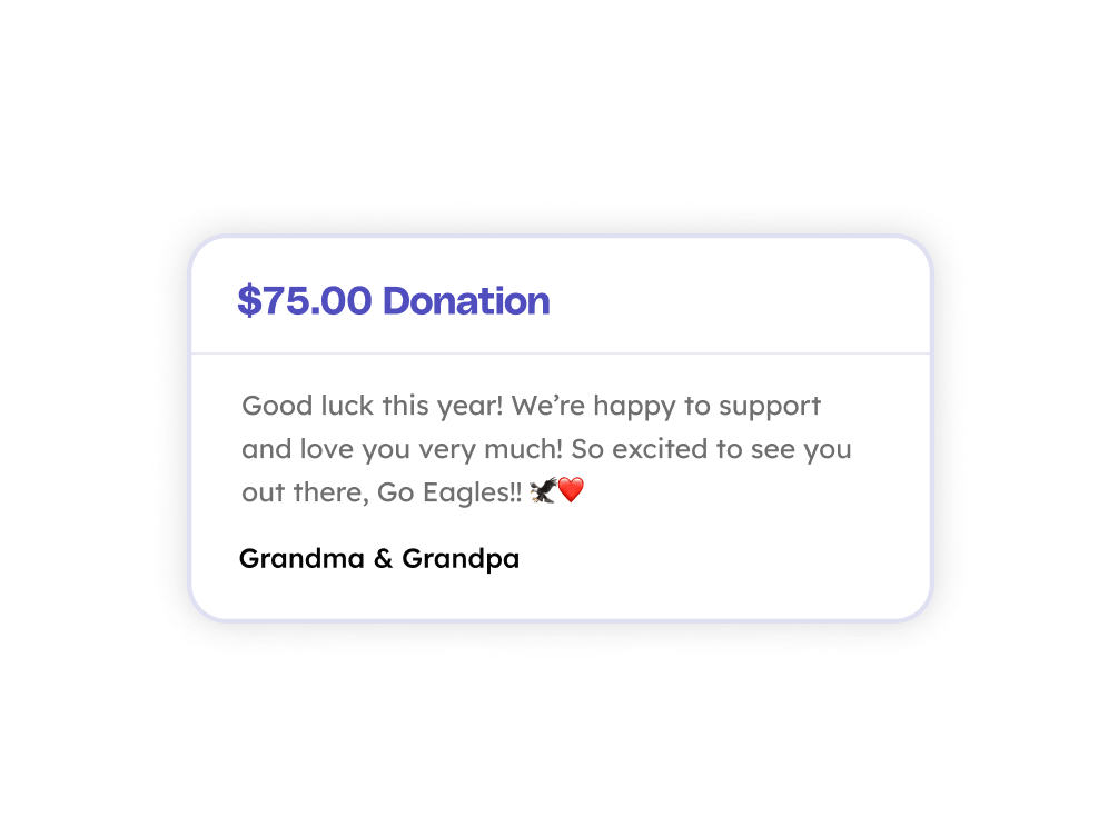 donation messages feature in the Teamfi Fundraising Platform