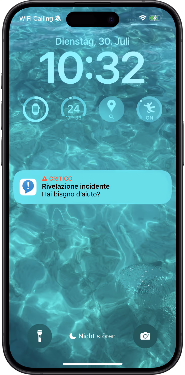 Schermata Uepaa: notifica sulla schermata iniziale