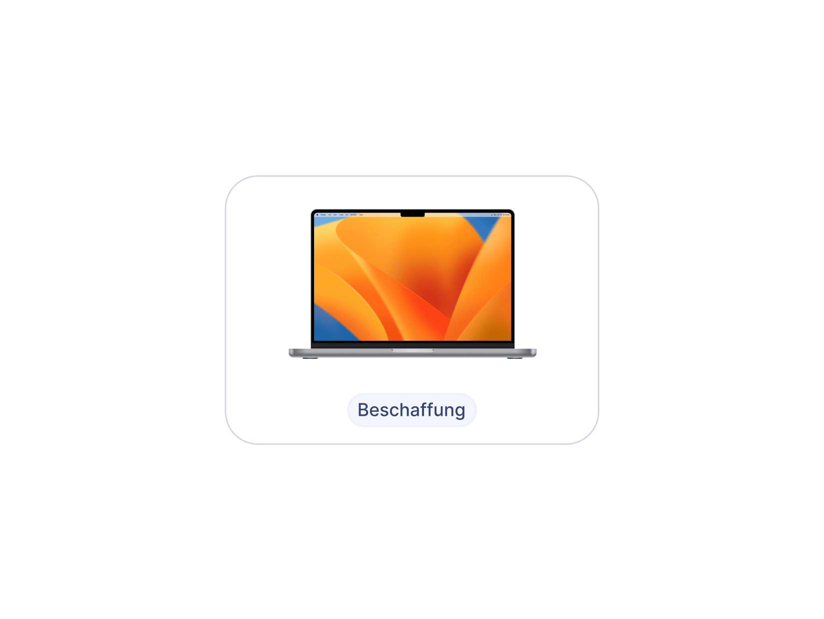 Ein macbook mit einem bunten wallpaper und der Unterschrift "Beschaffung."