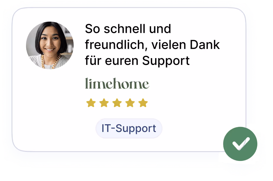 Eine Kundenbewertung für den IT-Support von deeploi durch Limehome, in der der schnelle und freundliche Service gelobt wird.