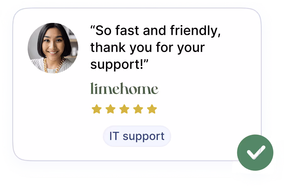 A customer review for deeploi IT support from Limehome, praising fast and friendly service.