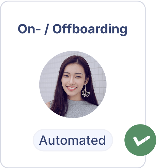 Onboarding/offboarding process with user profile picture and underneath the label "Automated"