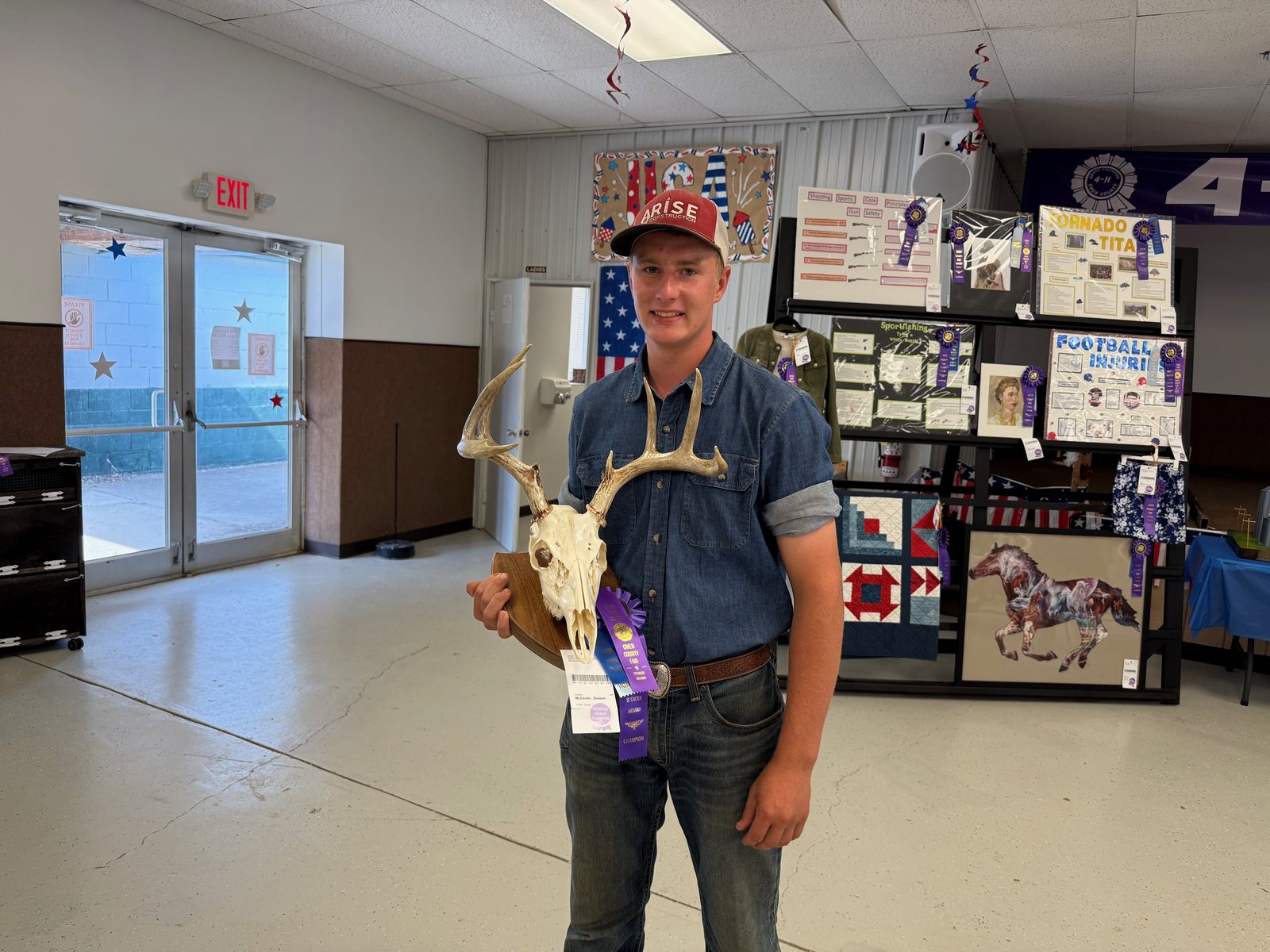 Arts & Crafts Reserve Grand Champion Simeon McDaniel poses for a photo with his project. NICOLE DECRISCIO | THE OWEN NEWS