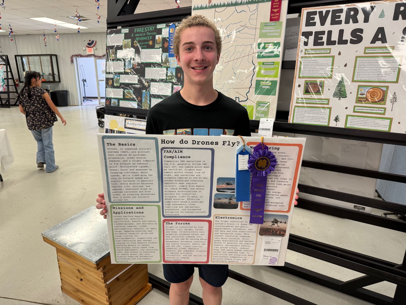 Aerospace Reserve Grand Champion John Thomson poses with his award-winning project. NICOLE DECRISCIO | THE OWEN NEWS