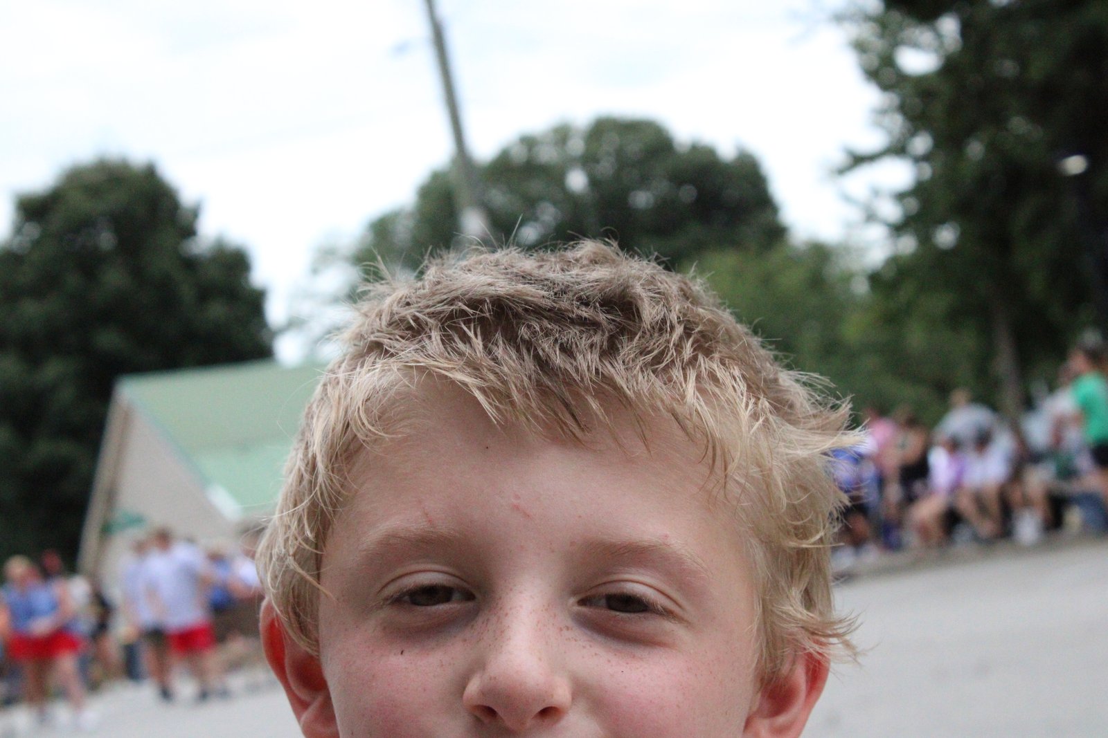Patricksburg Elementary School student Jorran Delp got in the way of The Owen News photographer Tyler DeFord as he attempted to snap photos of the bed races. TYLER DEFORD