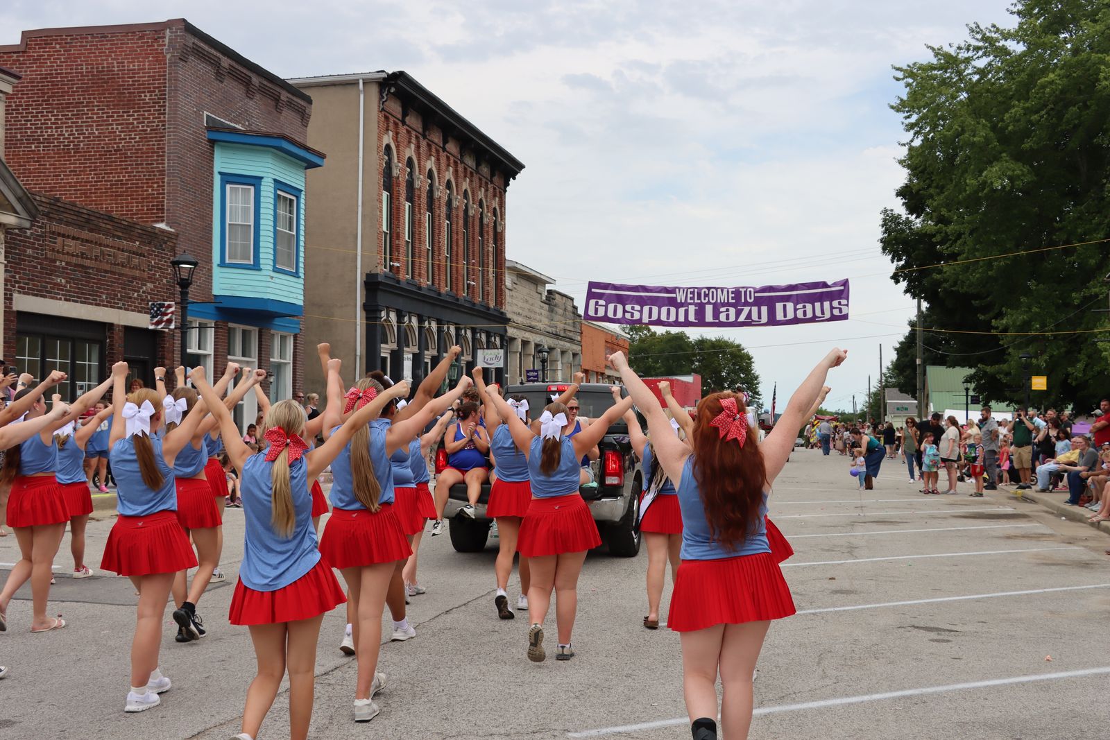 Cheerleaders from Owen Valley High School showcase synchronized marching routines and cheers for parade attendees. SUBMITTED PHOTO