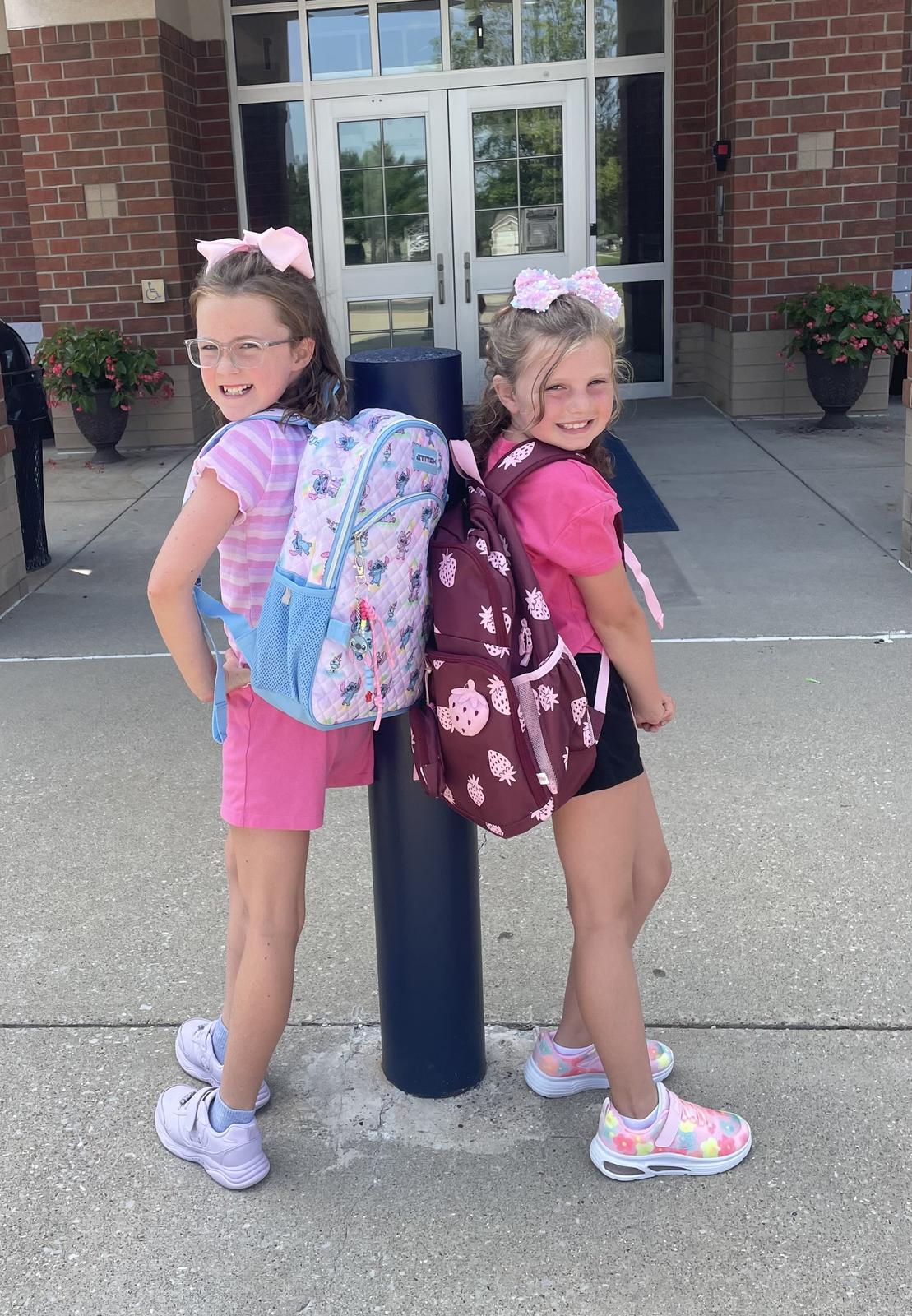 Fourth grader Gracie and third grader Claire Peacock smile for a photo on their first day of the 2026-2027 school year at McCormick’s Creek Elementary School. SUBMITTED PHOTO