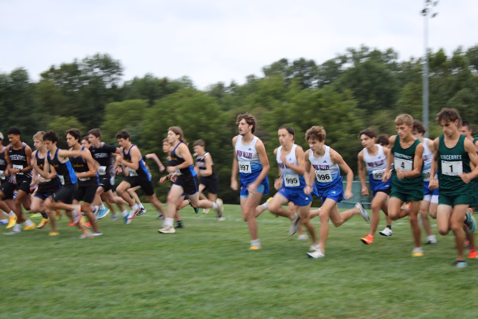 The Owen Valley Boys explode off the starting line, jockeying for position at the beginning of the race. TYLER DEFORD | THE OWEN NEWS