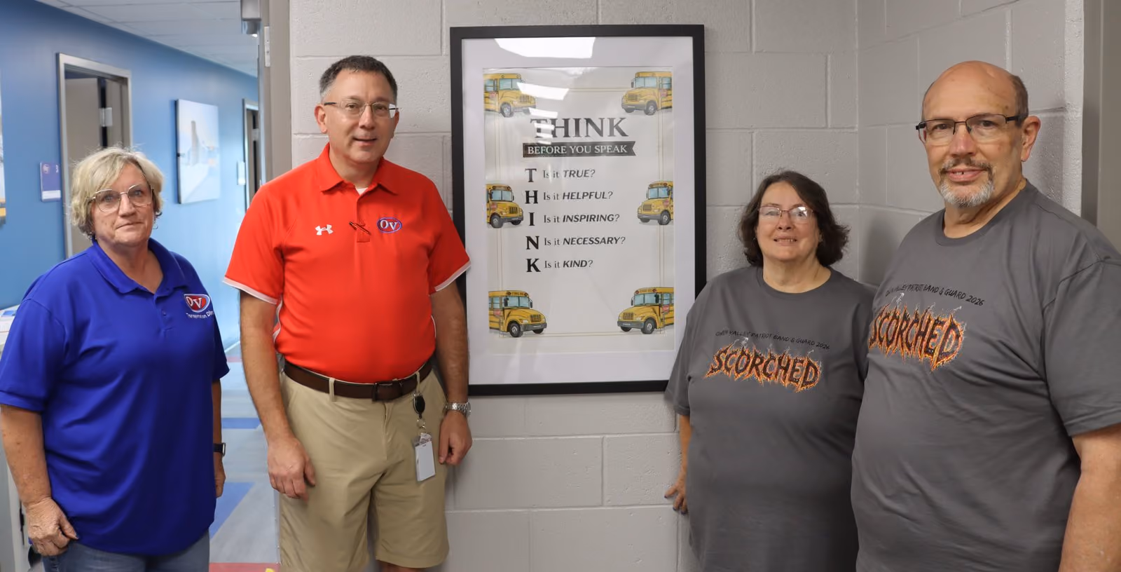 Pictured during the Sept. 19 open house for the new S-OCS Transportation Center are, from left: Lisa Swafford, Director of Transportation; S-OCS Superintendent Andy Cline; and S-OCS Board Vice President Deana Stickels with her husband, Steve Stickels. SUBMITTED PHOTO | AARON LAGRANGE