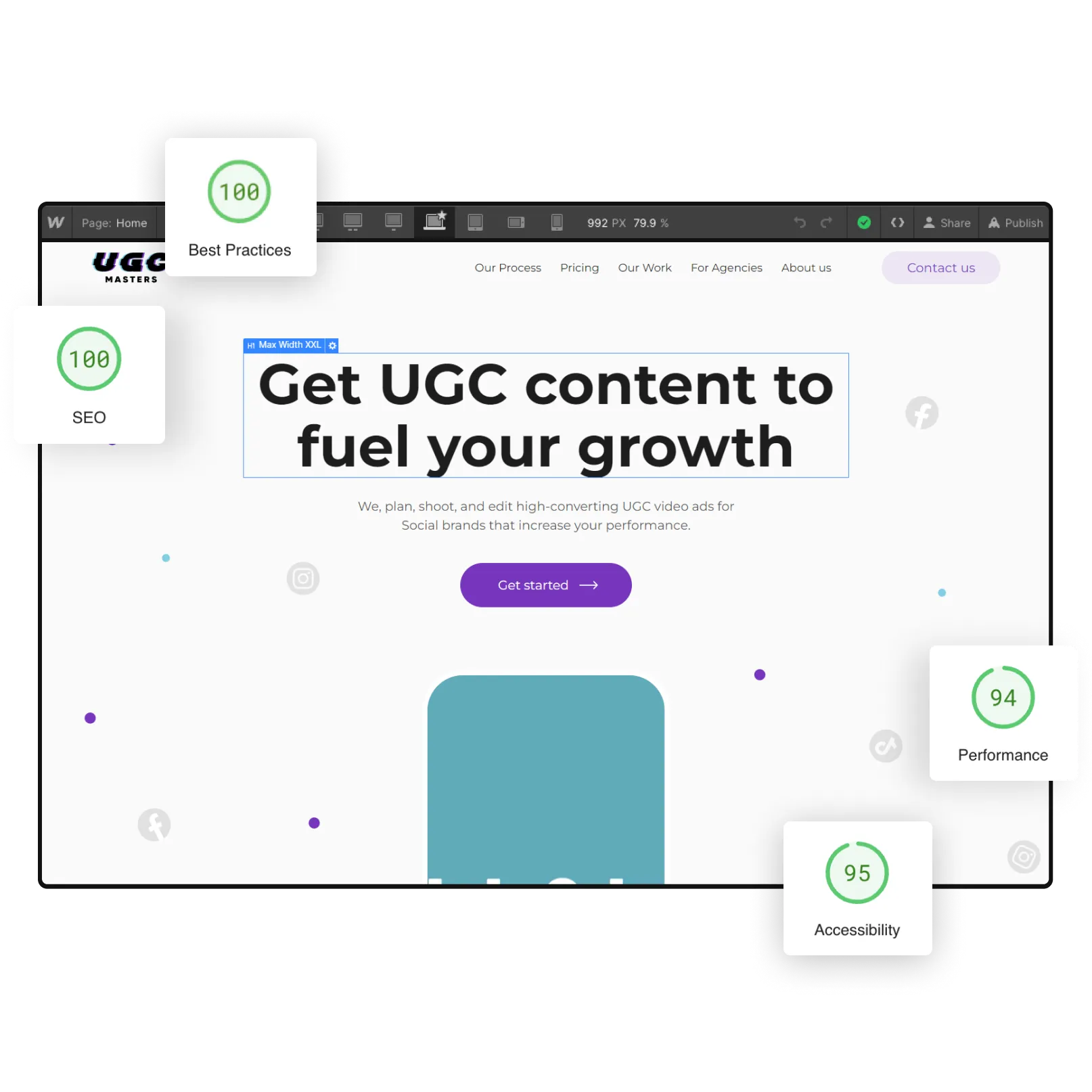 An image of the process how UGC Masters were designed in Webflow