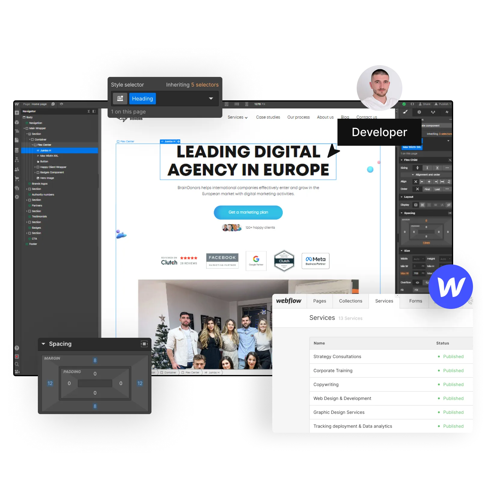 An image of the process how BrainDonors' website was designed in Webflow