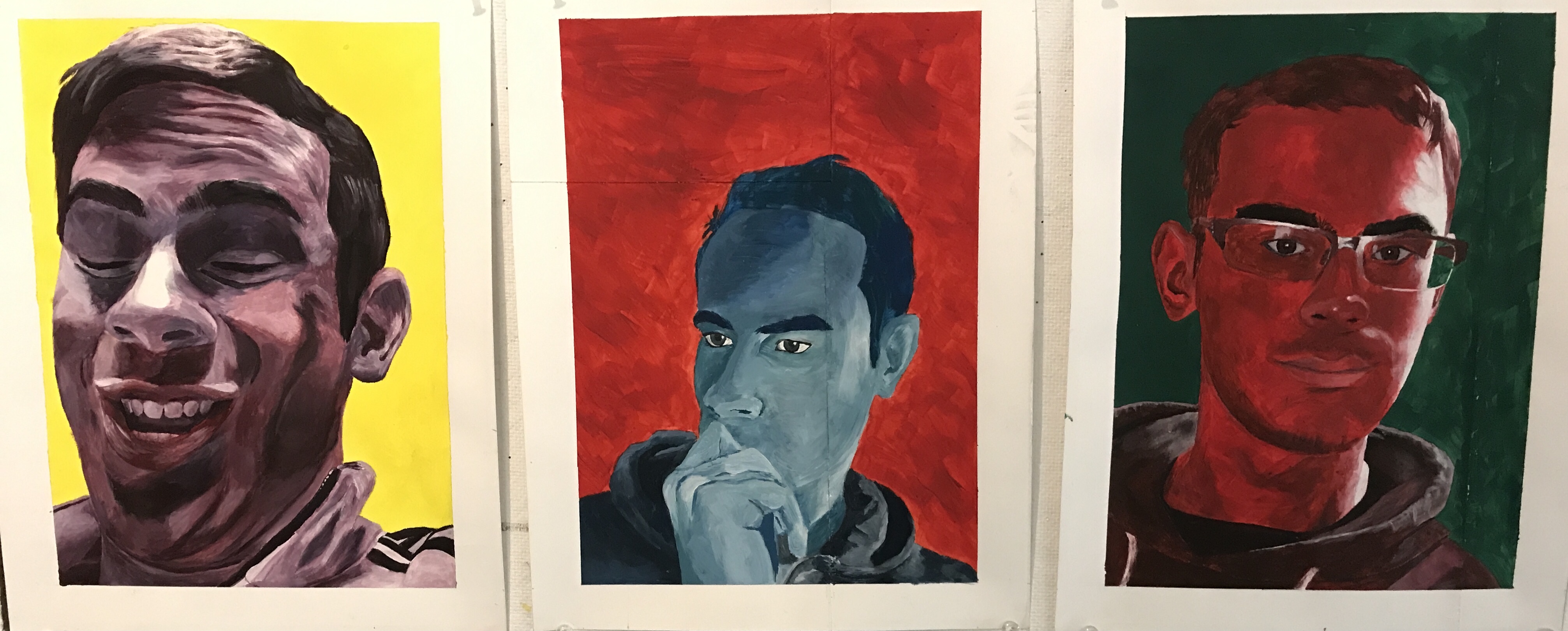 3 painted self portraits of the artist