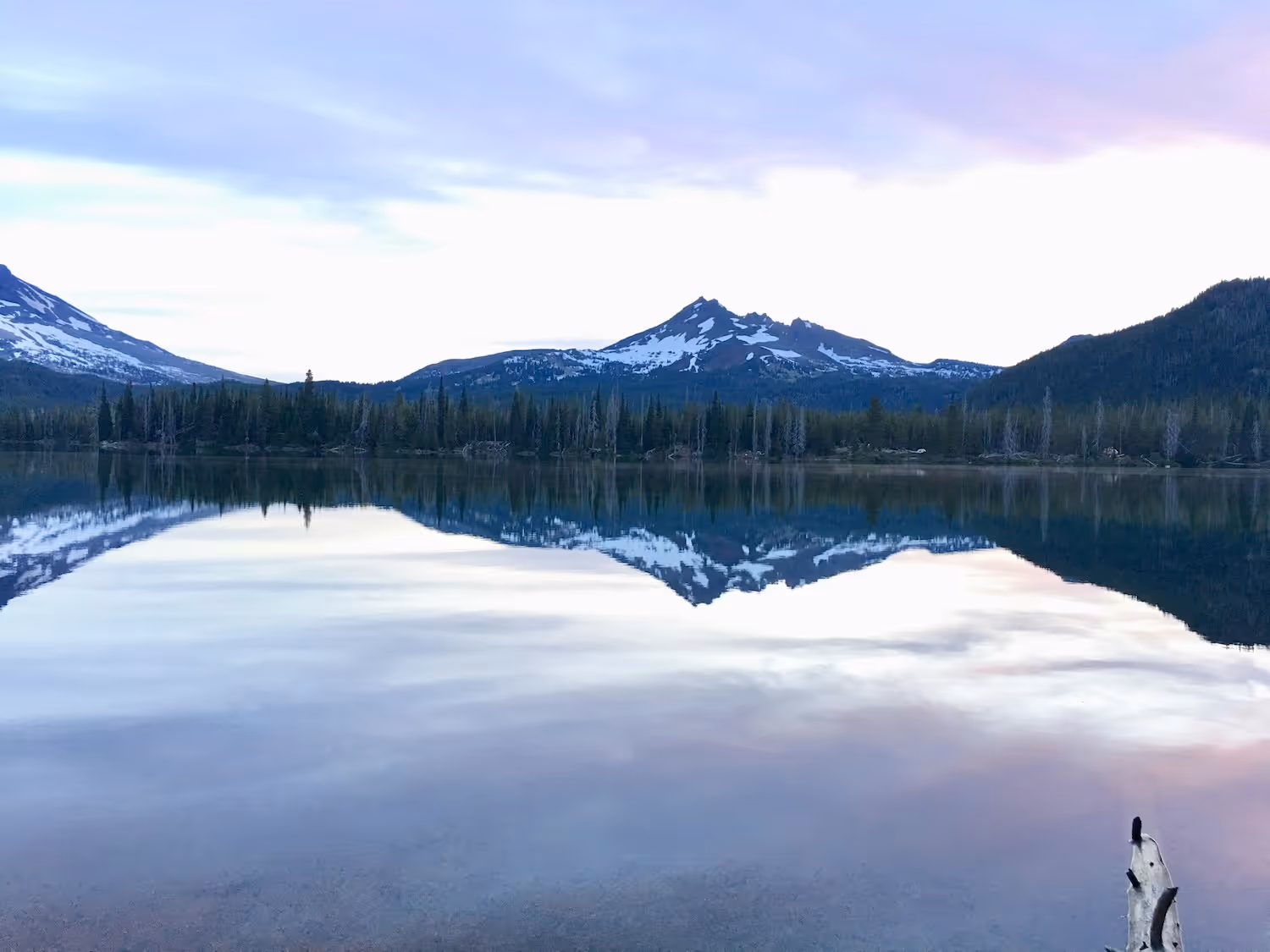 Lake and mountain at sunset