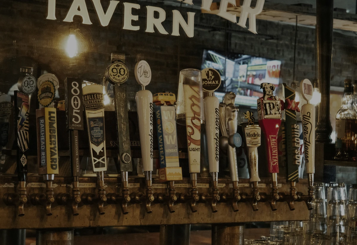 Draft beer tower in an old tavern
