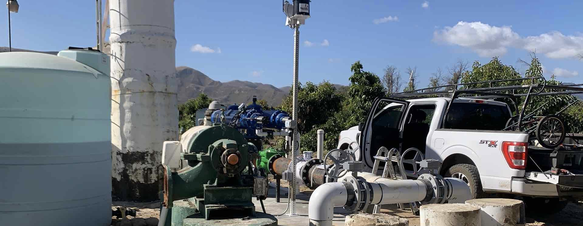 Farm Rite USA flowmeter calibration crew at agricultural well site, Ventura County California