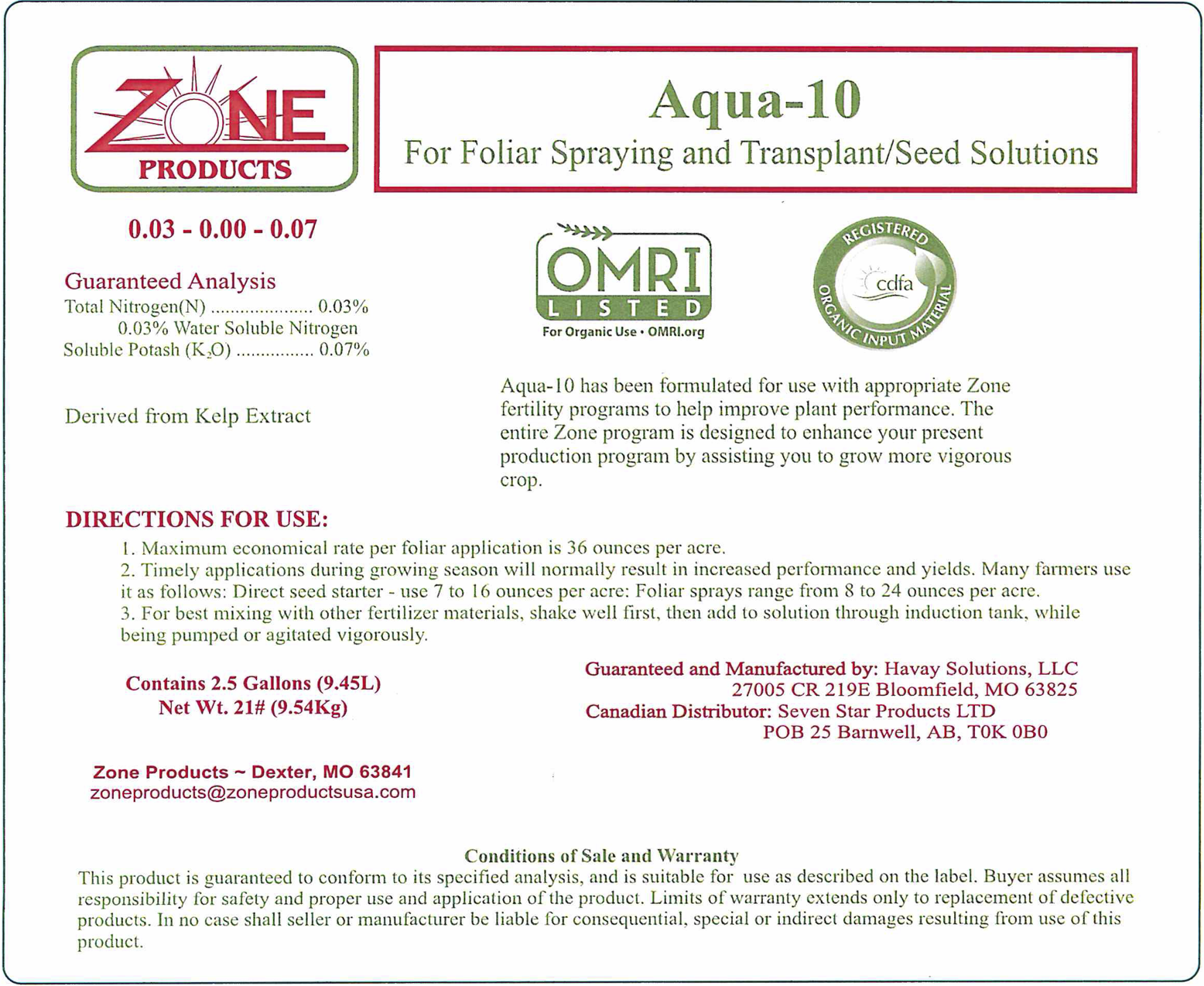 Zone Aqua 10