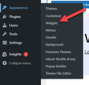 Widget Menu in WordPress