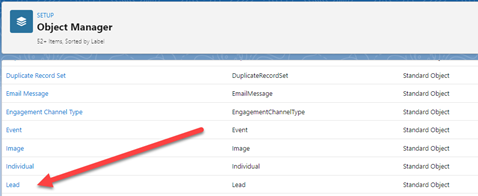 Salesforce Object Manager - Lead 