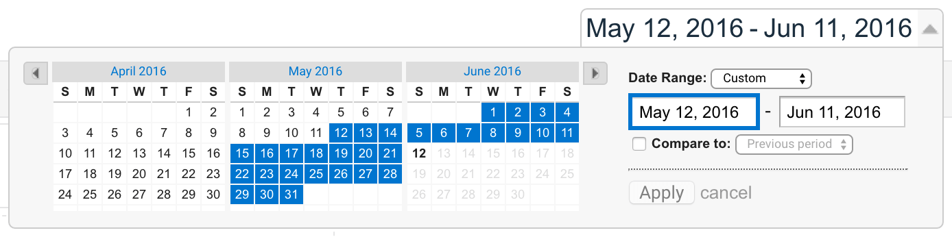 Date range selector