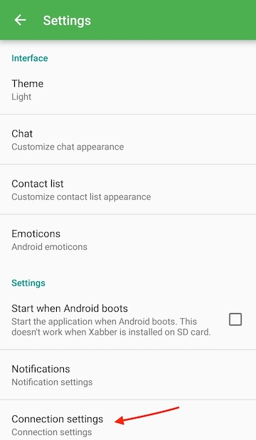 Xabber - Connection Settings