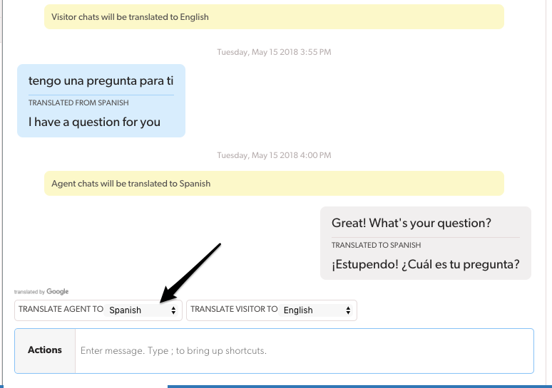 Translate Agent Dropdown
