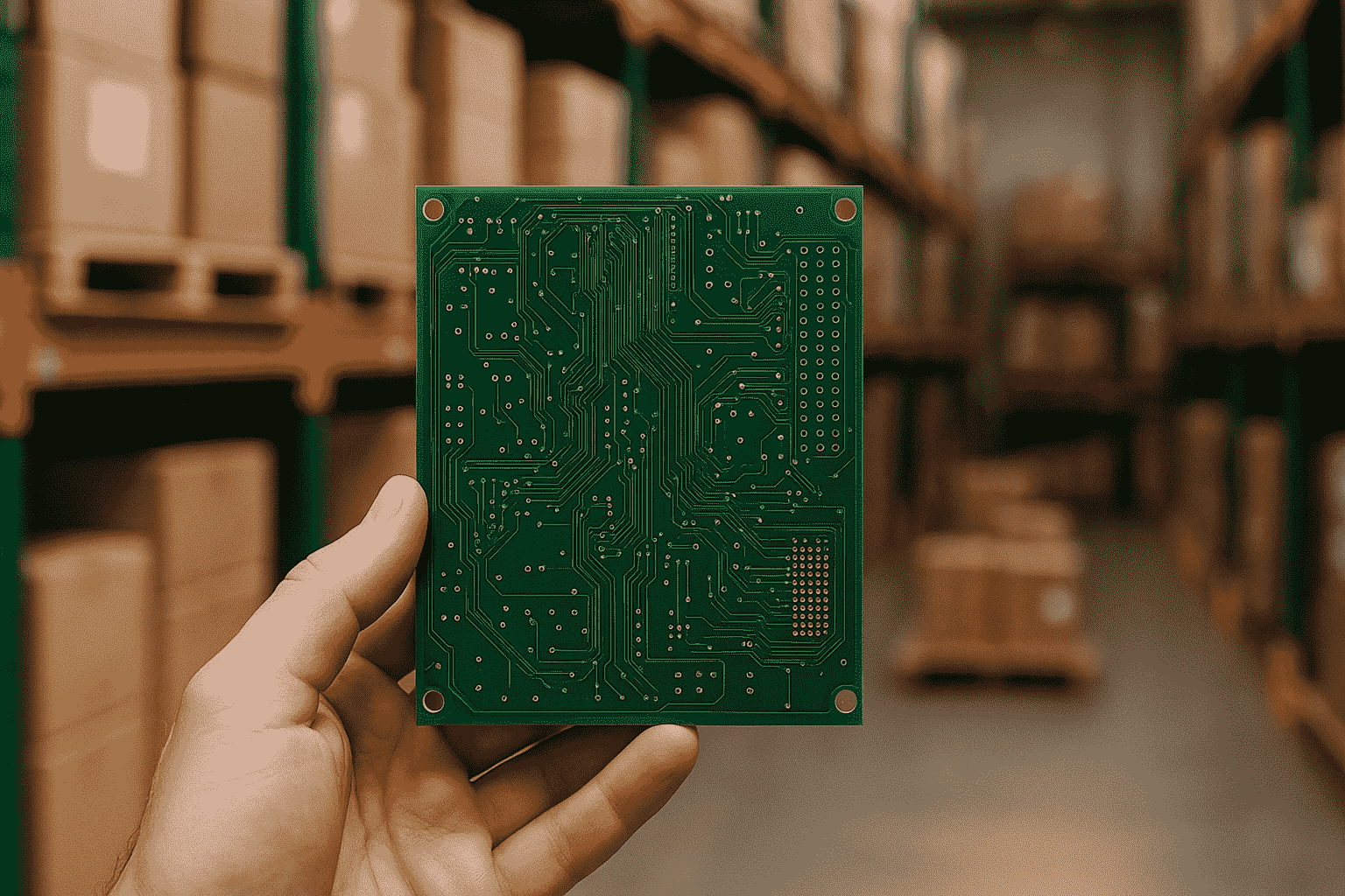 Infographic titled 'Industrial Applications of PCBs' showing five uses: Consumer Electronics, Automotive Industry, Medical Devices, Industrial & Manufacturing Equipment, and Aerospace & Defense, with corresponding icons.