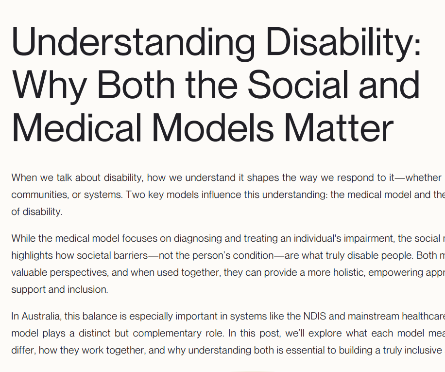Grasping the Medical and Social Model of Disability