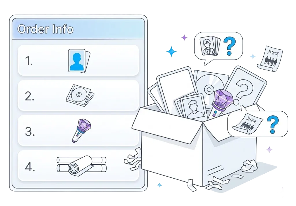 박스 안에 주문한 제품4개 중 2개가 없는 이미지