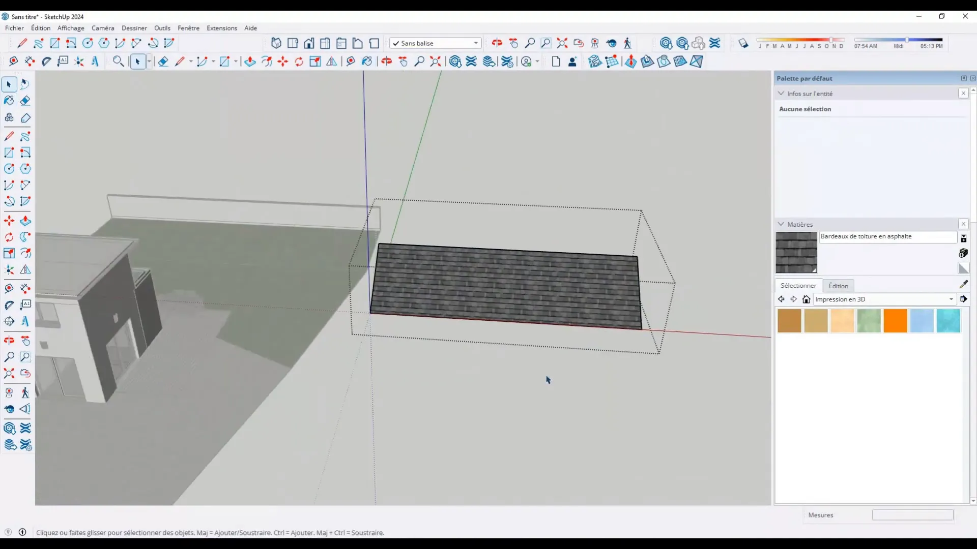 Application d'une texture sur le toit à deux pentes