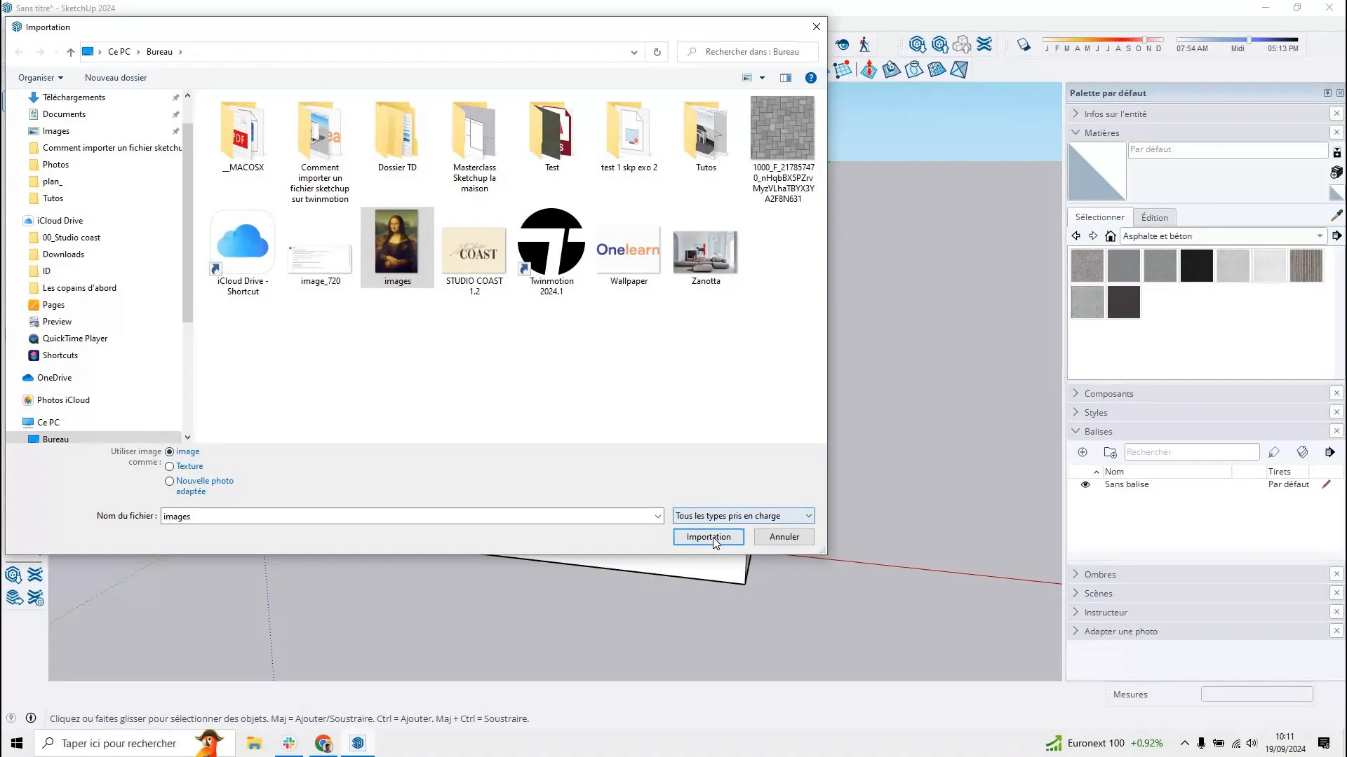 Importation de la photo dans SketchUp