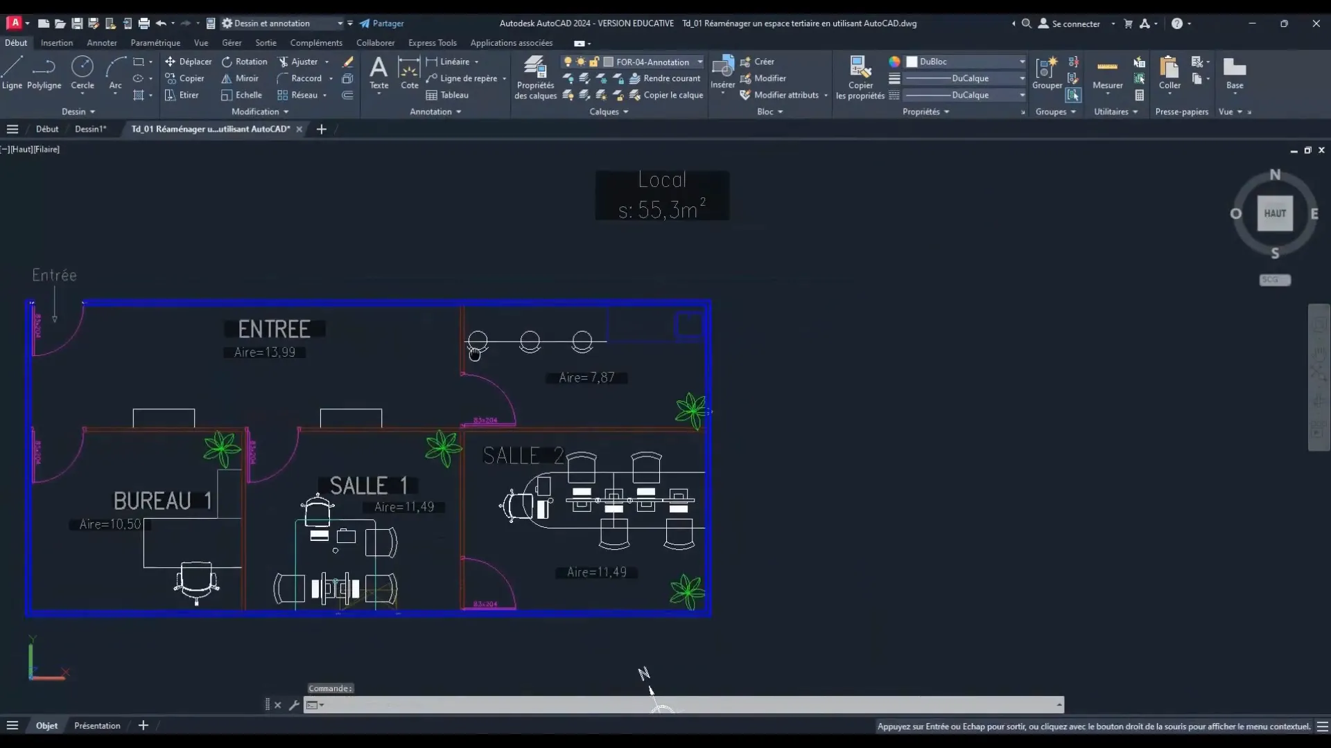 Panneau des calques dans AutoCAD