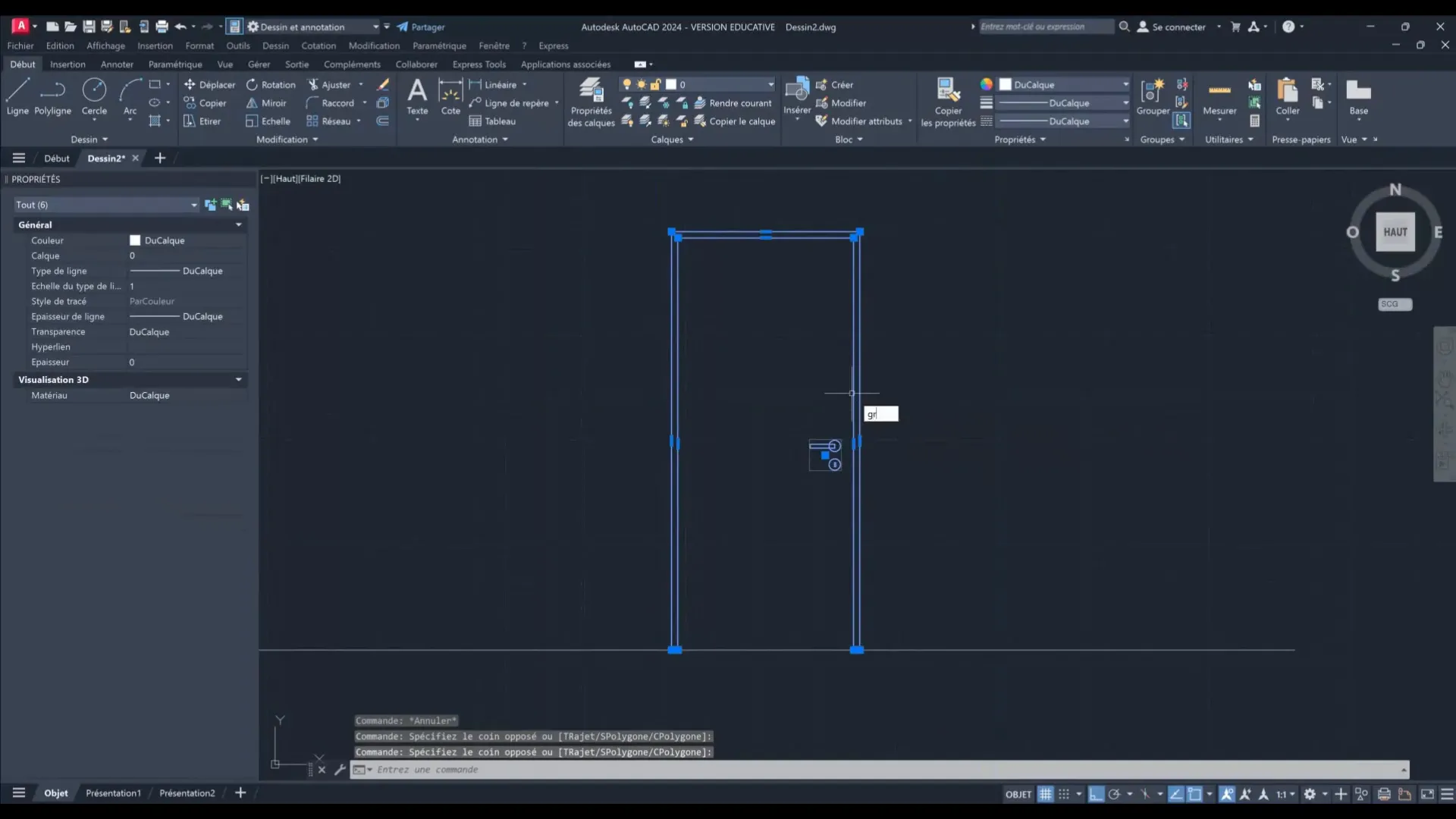Création d'un groupe de poignées dans AutoCAD