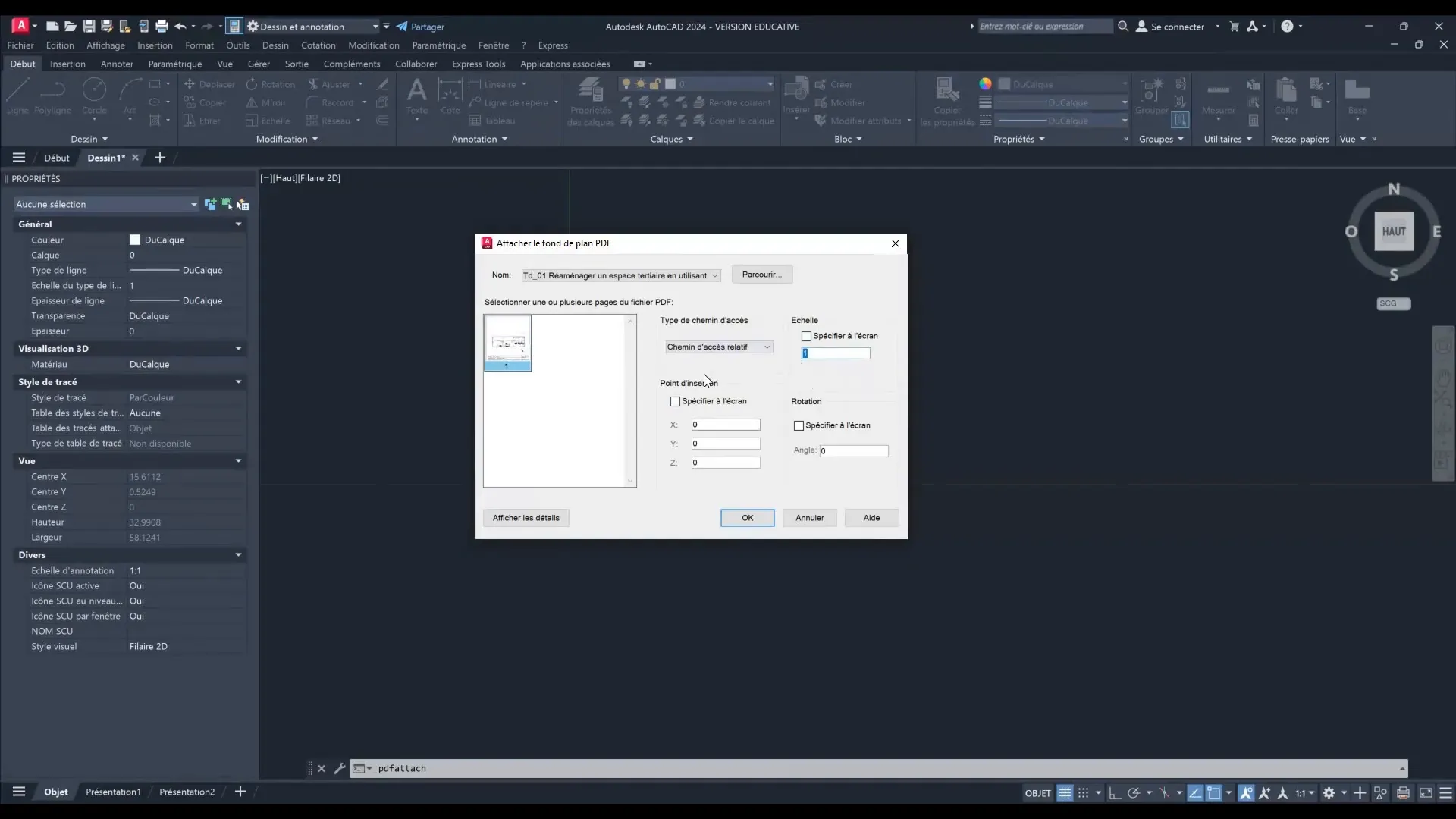 Options de configuration d'importation PDF