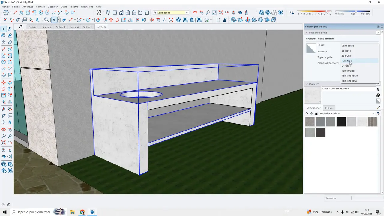 Création d'un groupe à partir de la sélection du meuble
