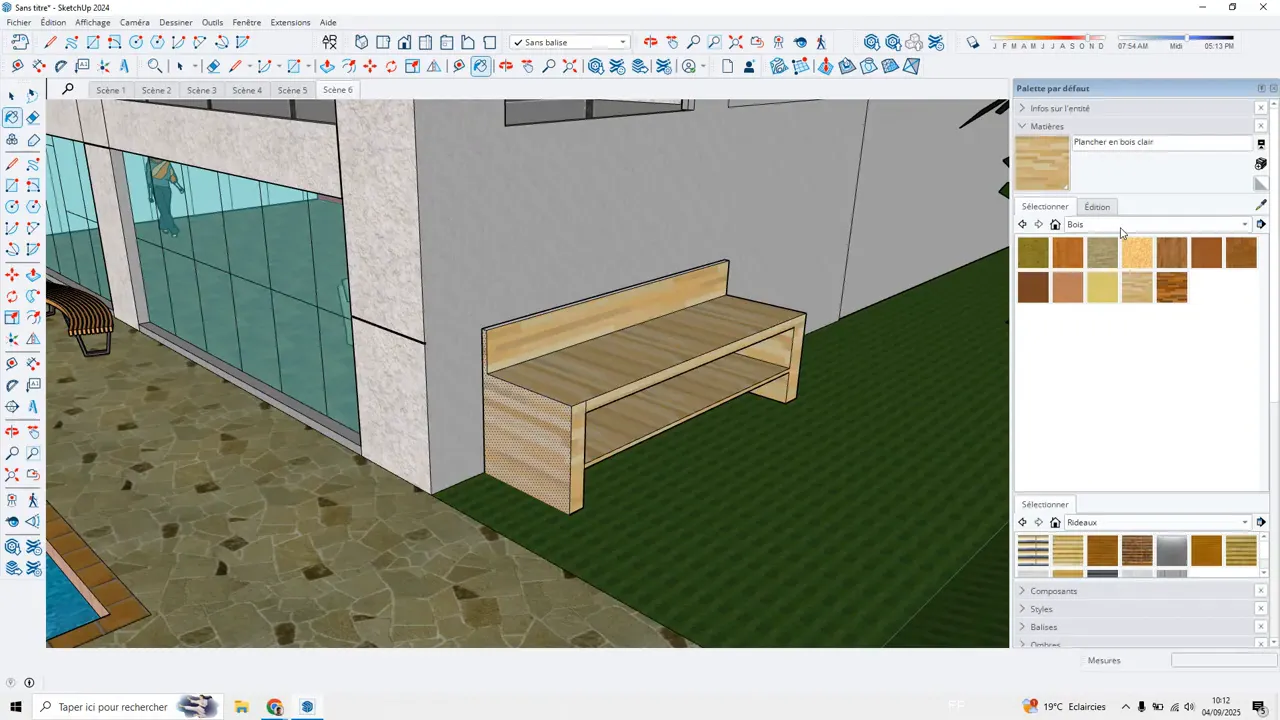 Choix d'un matériau dans le panneau Matière